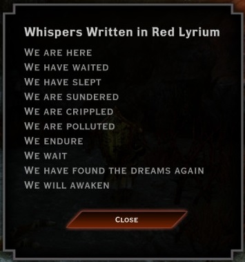 Whispers written in red lyrium